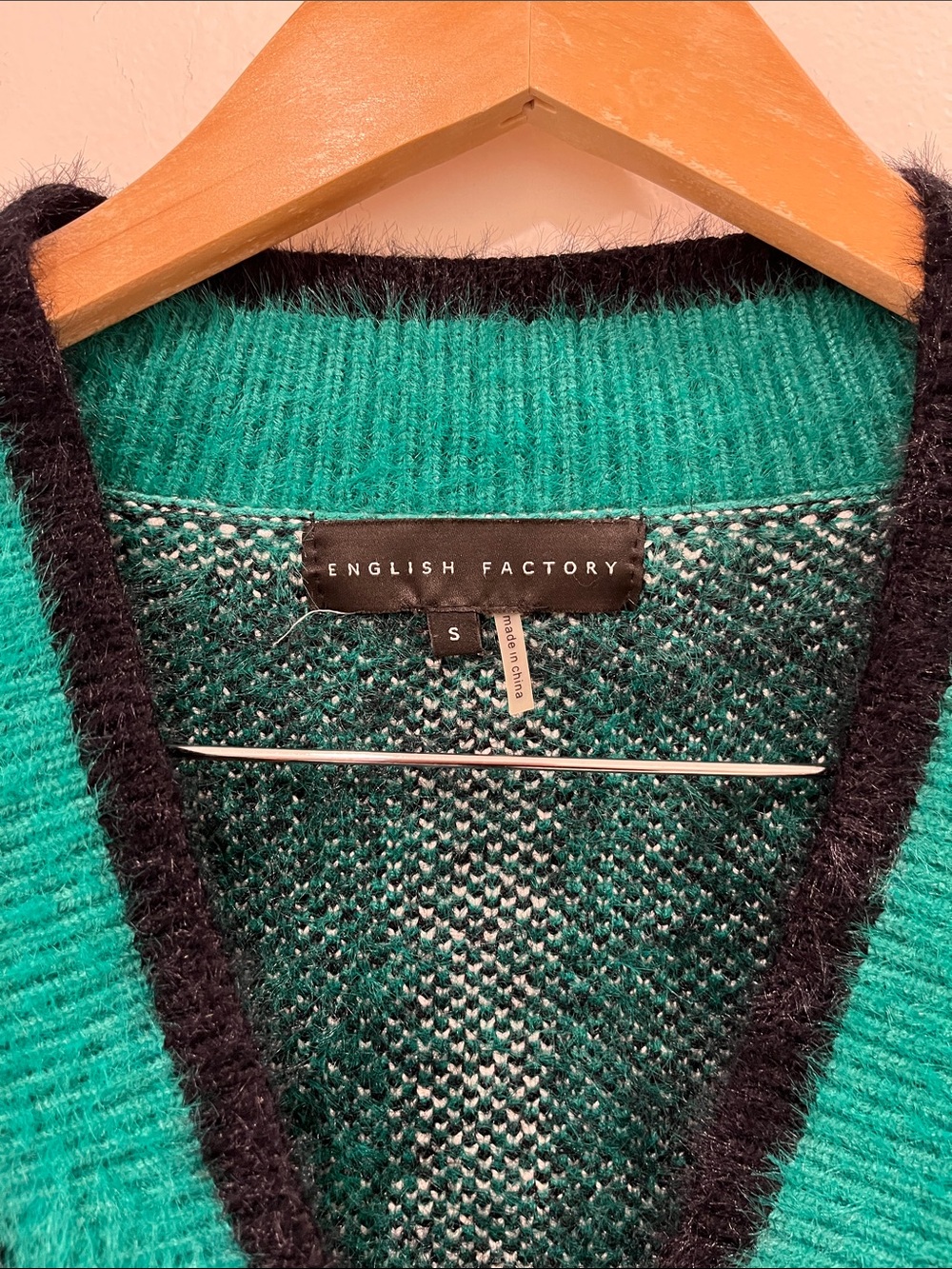 English Factory Taylor Plaid Fuzzy Knit Cardigan - Picture 7 of 8